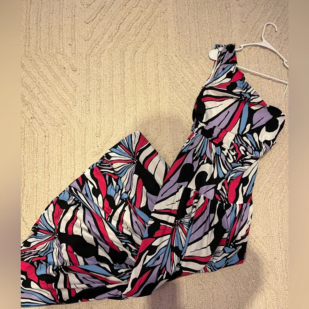 Anthropologie Maeve One-Shoulder Printed Midi Dress Size 6 - Picture 6 of 7